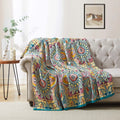 100% Natural Cotton Throw Blanket, Soft Breathable Woven Boho Throw for Couch, Sofa & Bed - Decorative Farmhouse Knit Blanket
