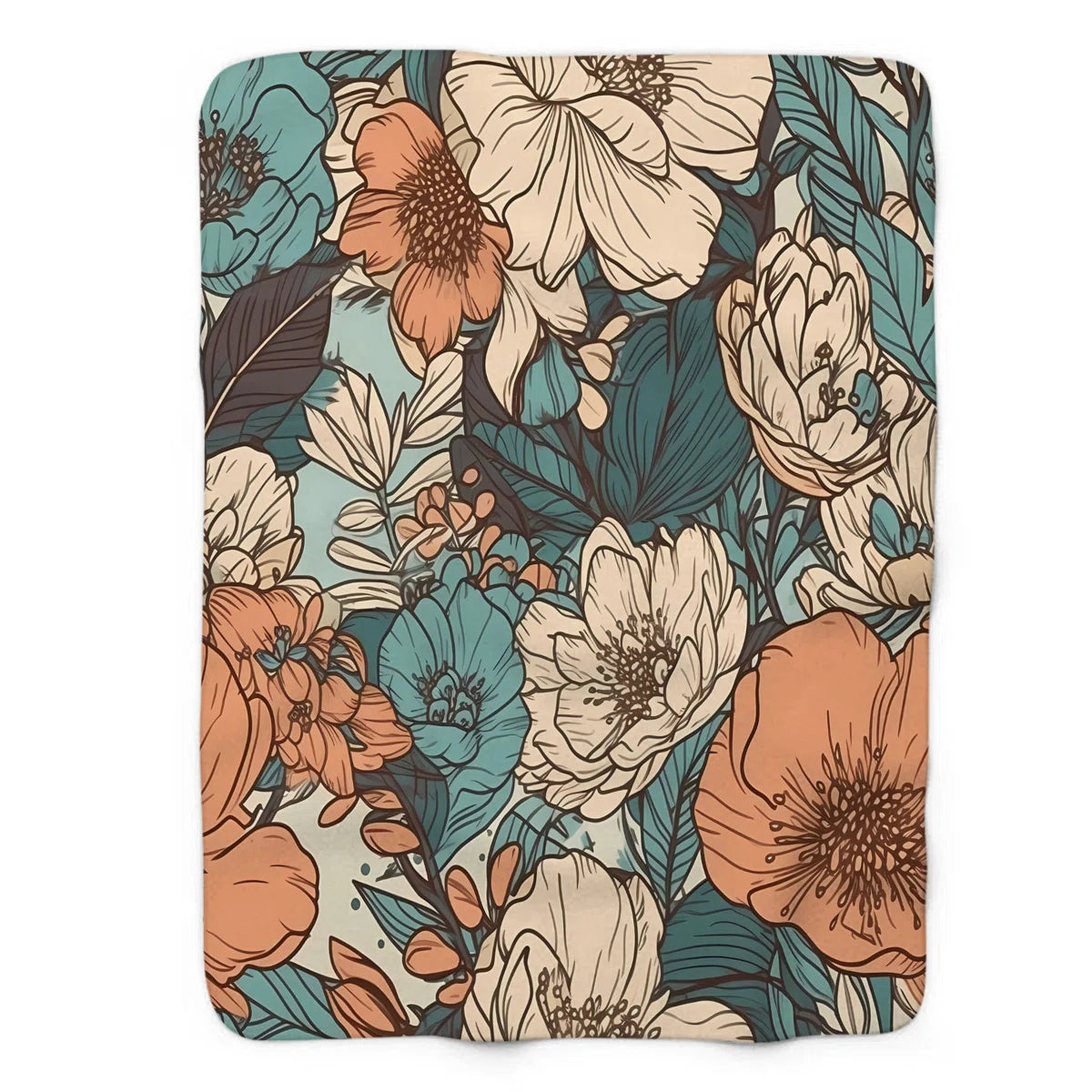 Groovy Floral Fantasy - 1 Piece Premium Sherpa Bla Throw Blanket