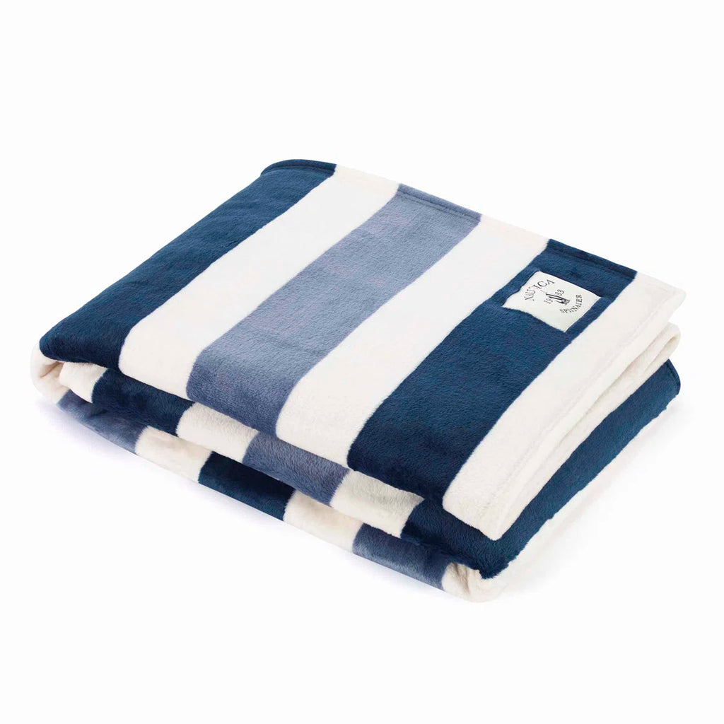 Nautica Awning Stripe Ultra Soft Plush Throw Blanket