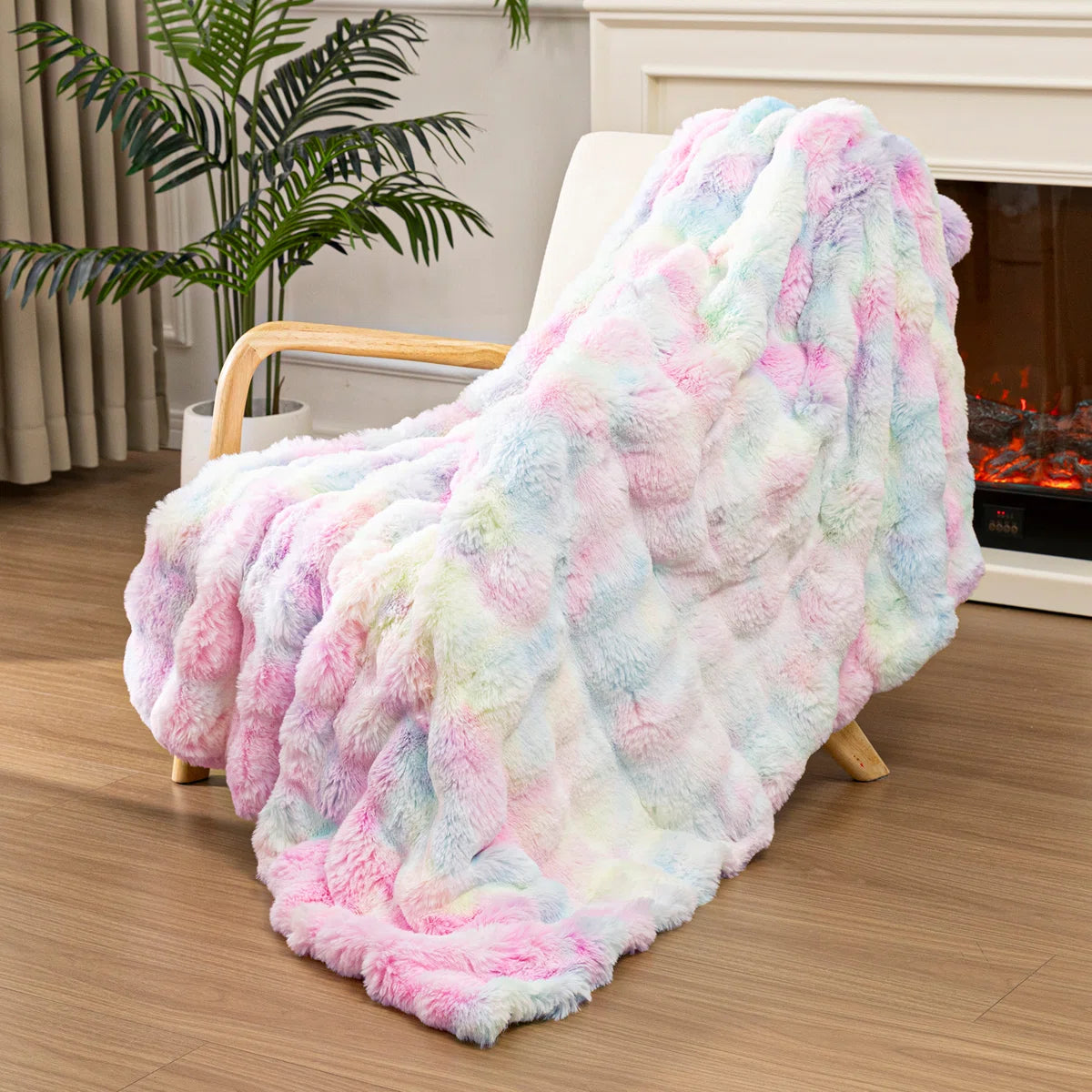 Luxury Cozy Warm Faux Fur Throw Blanket, Reversible Blanket for Sofa, Living Room, Bedroom