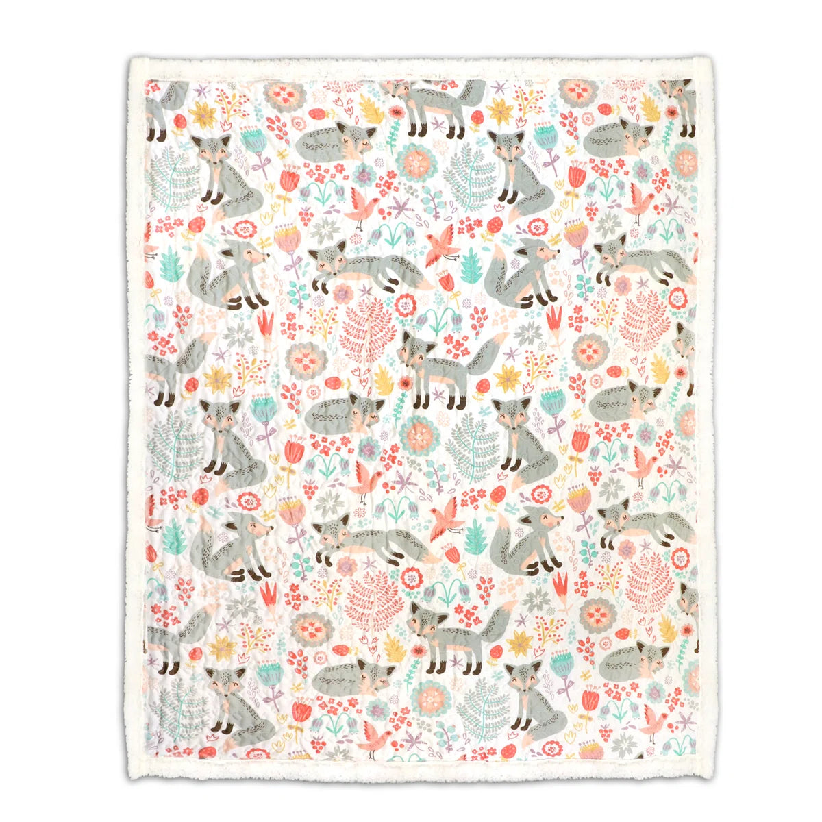 Lush Decor Pixie Fox Sherpa Fleece Floral Throw Blanket