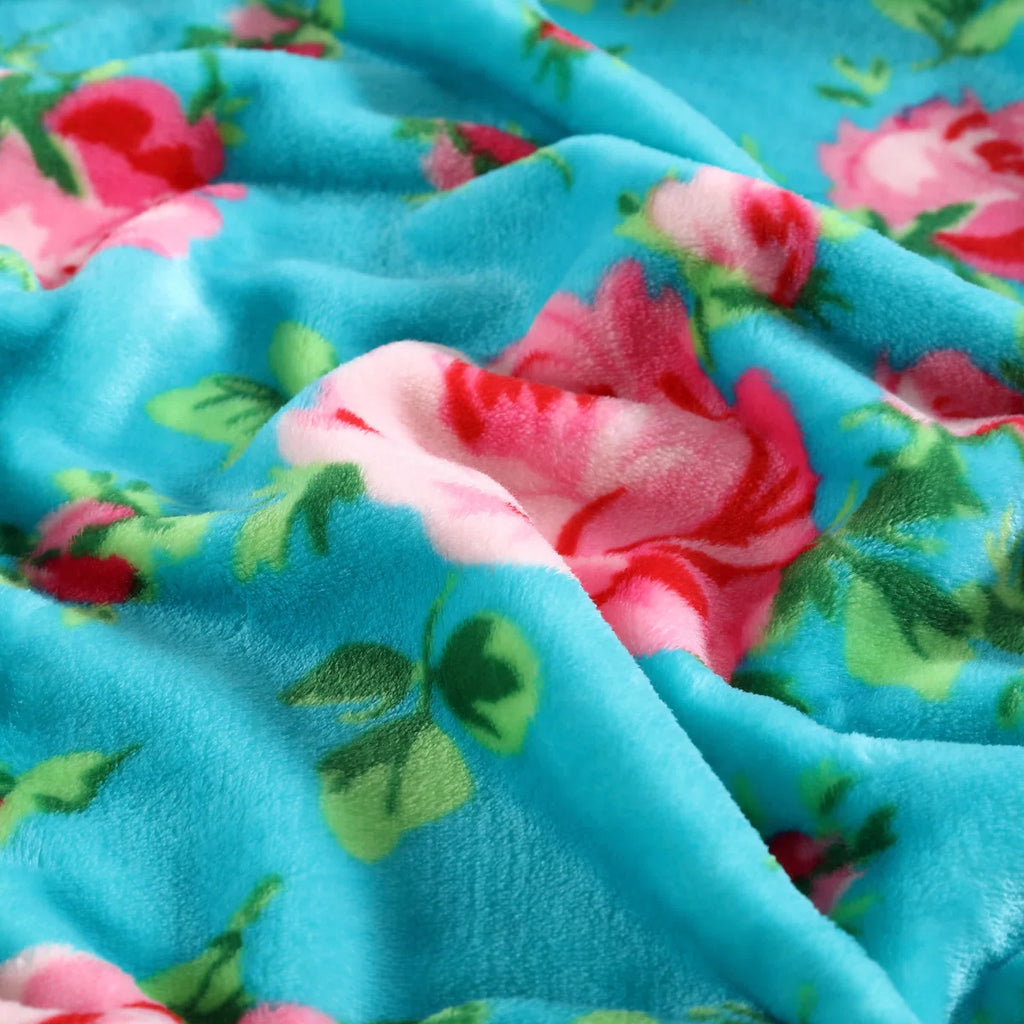 Betsey Johnson Bouquet Day Turquoise Ultra Soft Plush Blanket