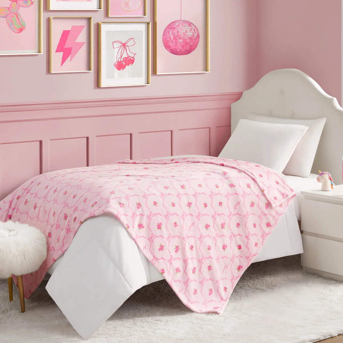 Kids Sherpa Fleece Blanket with Pillow Shams
