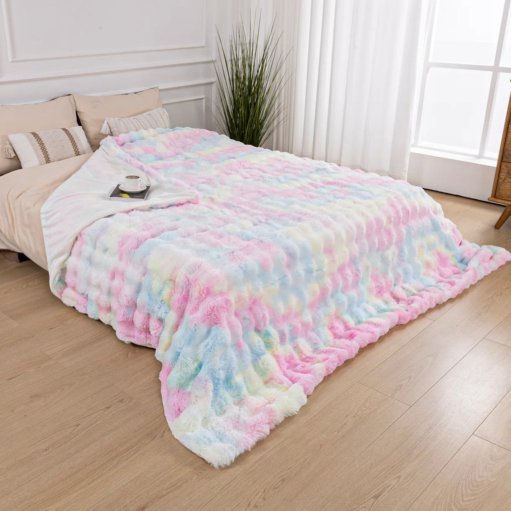 Luxury Cozy Warm Faux Fur Throw Blanket, Reversible Blanket for Sofa, Living Room, Bedroom